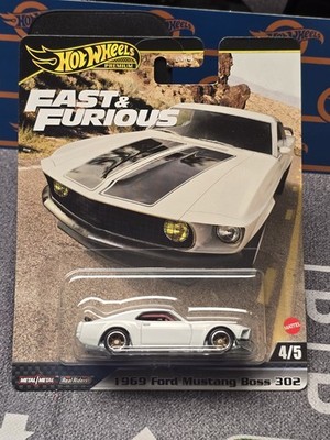 1969 FORD MUSTANG BOSS 302 WHITE ''FAST & FURIOUS 6'' DIECAST BY HOT WHEELS