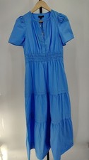 Quince Women 100% Organic Cotton Poplin Tiered Maxi Dress Cornflower Blue S