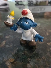 Smurfs 1979 Candle Smurf Sleepy Smurf Pajamas Candlestick Schleich PVC Figurine
