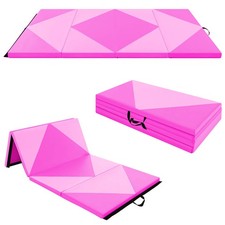 Folding Gymnastics Mat 8' x 4' x 2" PU Leather Tumbling Exercise Mat Yoga Gym