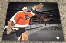 Bernie Parent Signed Autograph 16x20 Photo JSA COA Farewell Philadelphia Flyers