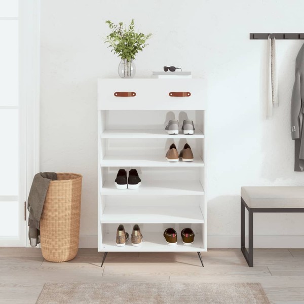 Schuhschrank Hochglanz-Weiß 60X35X105 Cm Holzwerkstoff-image