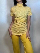 VTG 70s Cute Yellow Pant SET, MOD, New Old Stock-Never worn