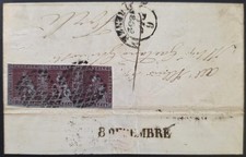 TUSCANY ITALIAN STATES 1852 Folded Cover 1 Cr Strip of 3 Sass #4a CV €5000+