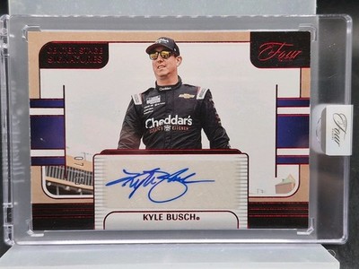 2025 Panini Turn Four #CSS-KBC Kyle Busch Center Stage Signatures Red #/15