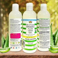 DEW ME DAILY®️  Organicstarr USDA Certified Organic Aloe Vera Gel 12oz./355ml.  