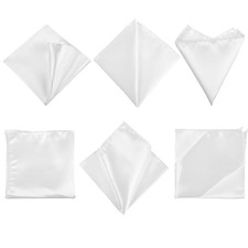6 PCS White Suit Pocket Squares for Men, Satin-Finish Mens Pocket Square for