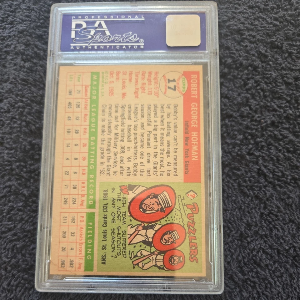 1955 Topps Bobby Hofman #17 PSA 8 New York Giants Vintage!!!! 70 year old card - Image 2 of 3