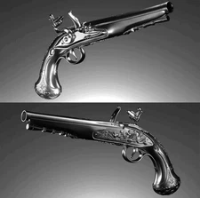 2025 Samoa George Washington's Flintlock Pistol 2 oz Silver 3D Shaped Coin