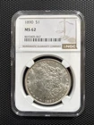 1890 Morgan Silver Dollar NGC MS62 $1 BU UNC Old US Coin Nice Luster
