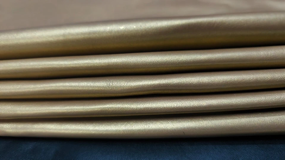 GOLDEN METALLIC Lambskin Leather Hides Indian Lambskin Skins Whole Hides 5sqf - Image 4 of 4