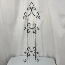 Silver Metal Wall Mount Collector Plate Hanger Rack For 2 Plates 31" Tall