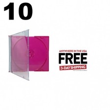 10 SLIM RED Color CD Jewel Cases  1-3 DAYS