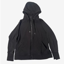 Athleta Triumph Hoodie Womens 1X Black Full Zip Sweatshirt Thumbholes Athleisure