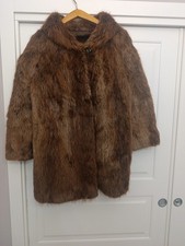 Giaccone  - Cappotto Di Pelliccia - Vintage  Con Cappuccio Vedi Foto . Tre4