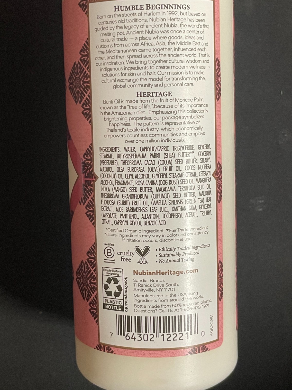 3 pack Nubian Heritage Body Lotion Patchouli & Buriti 13 fl.oz each