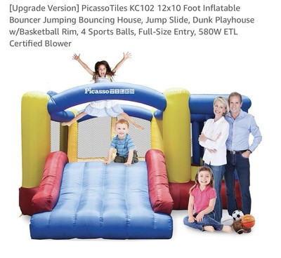 [Upgrade Version] Picasso Toys KC102 12x10 Foot Inflatable Bouncer Jumping Bo...