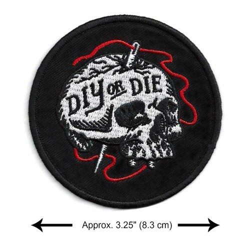 DIY OR DIE IRON ON PATCH 3.25" Skull Craft Extreme Crafter Embroidered Applique - Picture 2 of 2