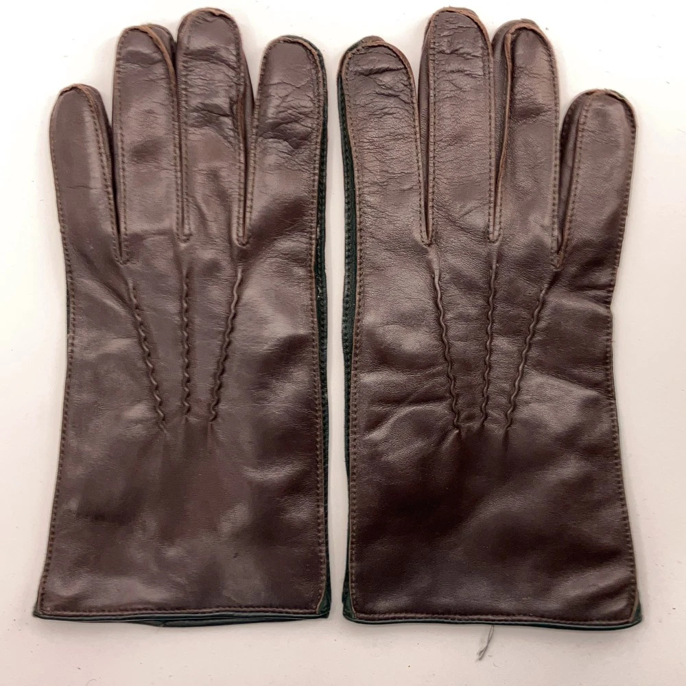 Fownes Men XXL Brown Leather Winter Gloves Gray Lining