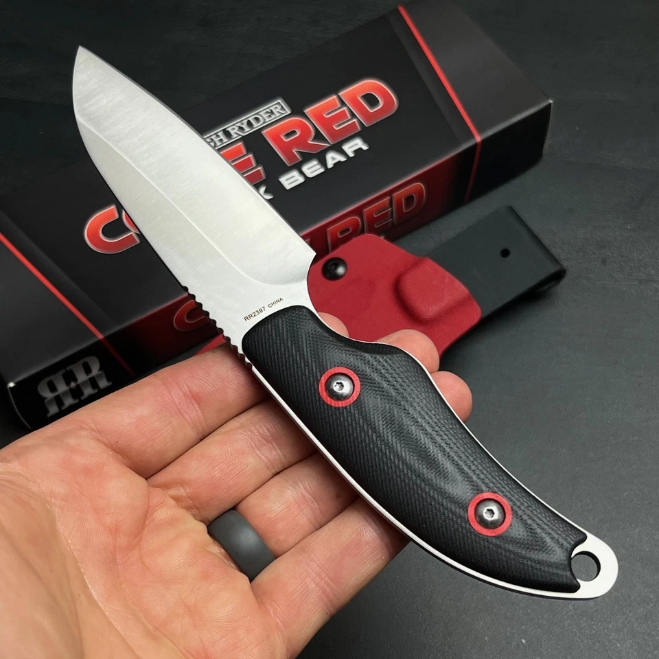 Нож шейный Rough Rider черный и красный G10 с ручкой накладной монтаж фиксированное лезвие с ножнами - Изображение 3 из 4