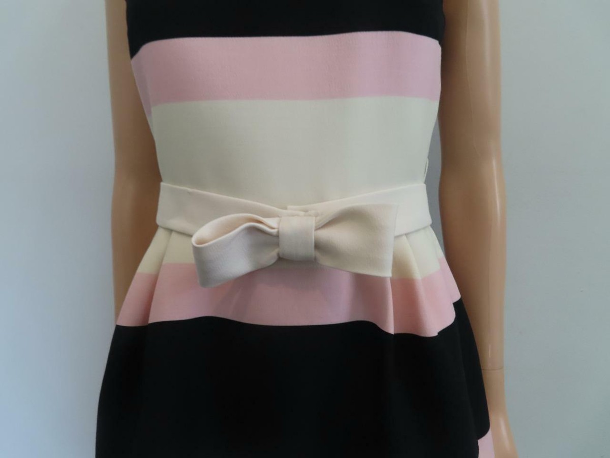 Valentino★素敵!Ivory/Pink/Black w/ Bow Belt A-Line Dress NWT Valentino Ivory/Pink/Black w/ Bow Belt A-Line Dress Size