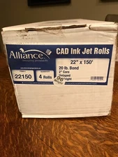 20 lb 22" x 150' plotter paper    2" core  4 rolls/box