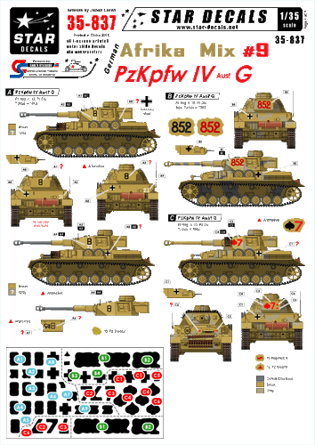 Star Decals 1/35  German Afrika Mix #9 Panzer IV Ausf G decals 35837 x - Picture 1 of 2