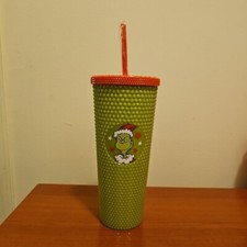 The Grinch Who Stole Christmas Studded Tumbler 24 Oz Green Cup 2024 w Straw NEW