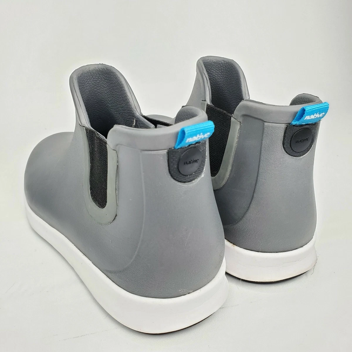 Native Womens Size 8 Apollo Rain Rain Boots Dublin Grey Shell White Jiffy Rubber