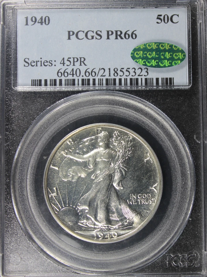 1940 PR66 Walking Liberty, CAC, PCGS 21855323 - Image 3 of 4