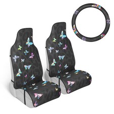 Black Leopard Print Car Steering Wheel Cover Car Seat Covers For Women