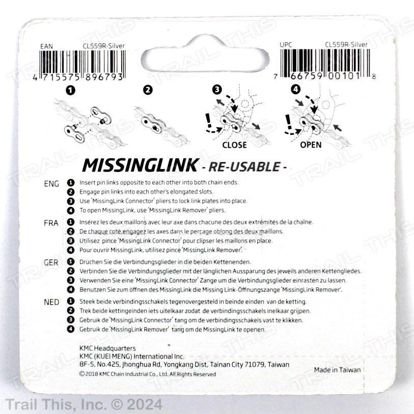 2 KMC 10-Speed MissingLink Missing Links fits Shimano SRAM Bike Chain Two-Pack - Image 3 of 3