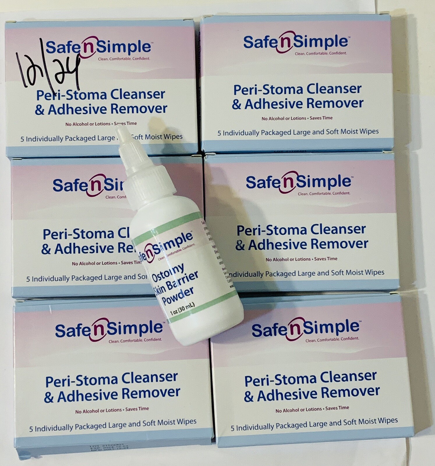 6 Boxes Safe n Simple Peri-Stoma Cleanser 6BX/5EA 2024/12 & Stoma Powder