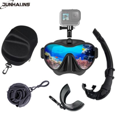 Low Volume Diving Mask Tempered Glass Freedive Mask J-type Diving Mask Snorkel 