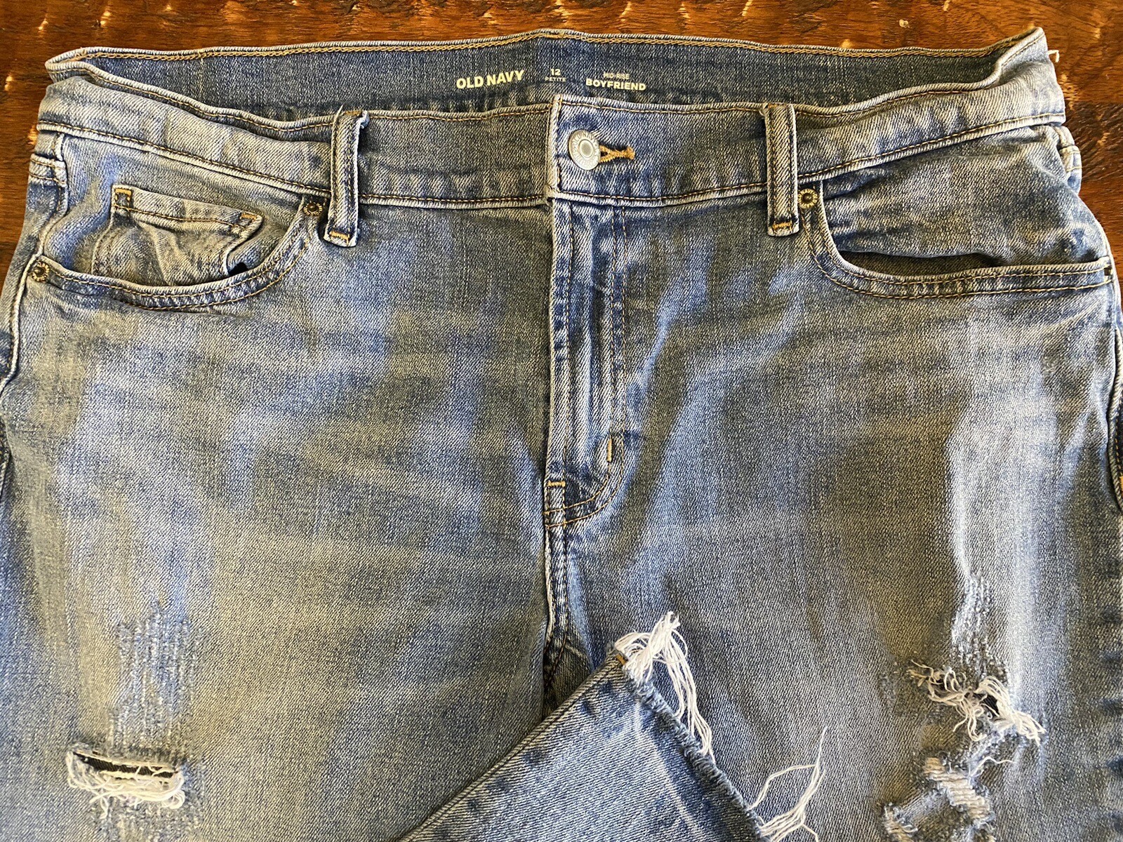 Old Navy Boyfriend Jeans Size 12 Petite MidRise Women's Distressed eBay