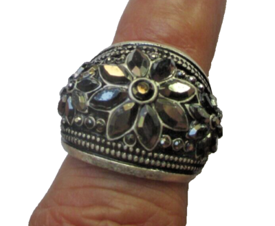 Bague Vintage En Argent 925 Avec Cubes De Cristal – Taille 57, état Très Bon