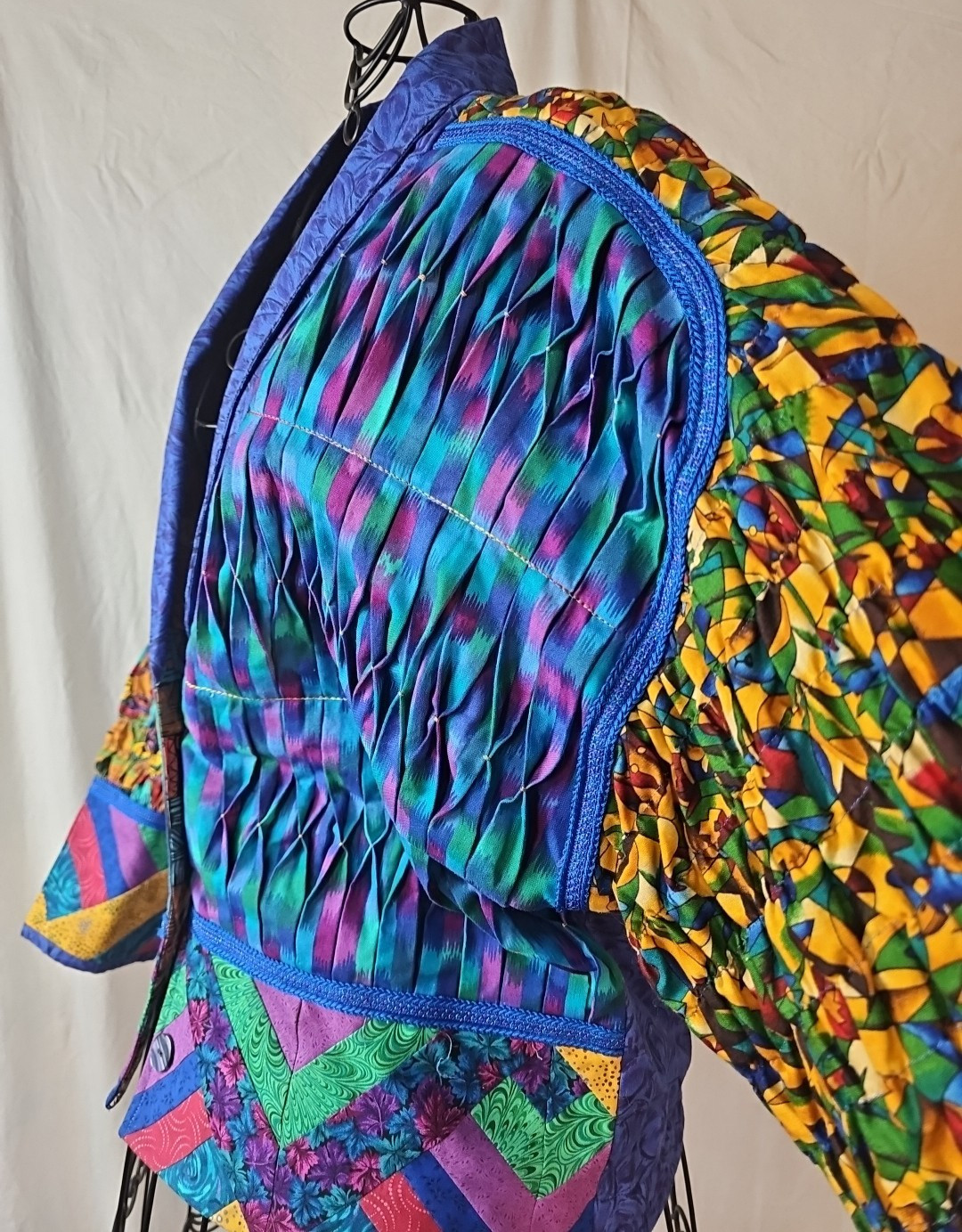 Patchwork Jacket Women's Large Handmade (?) Vibra… - image 12