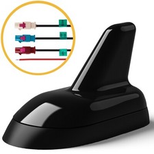 ✅ Autoantenne Shark Dachantenne FM AM + GPS + GSM FAKRA Stecker Schwarz Glanz ✅