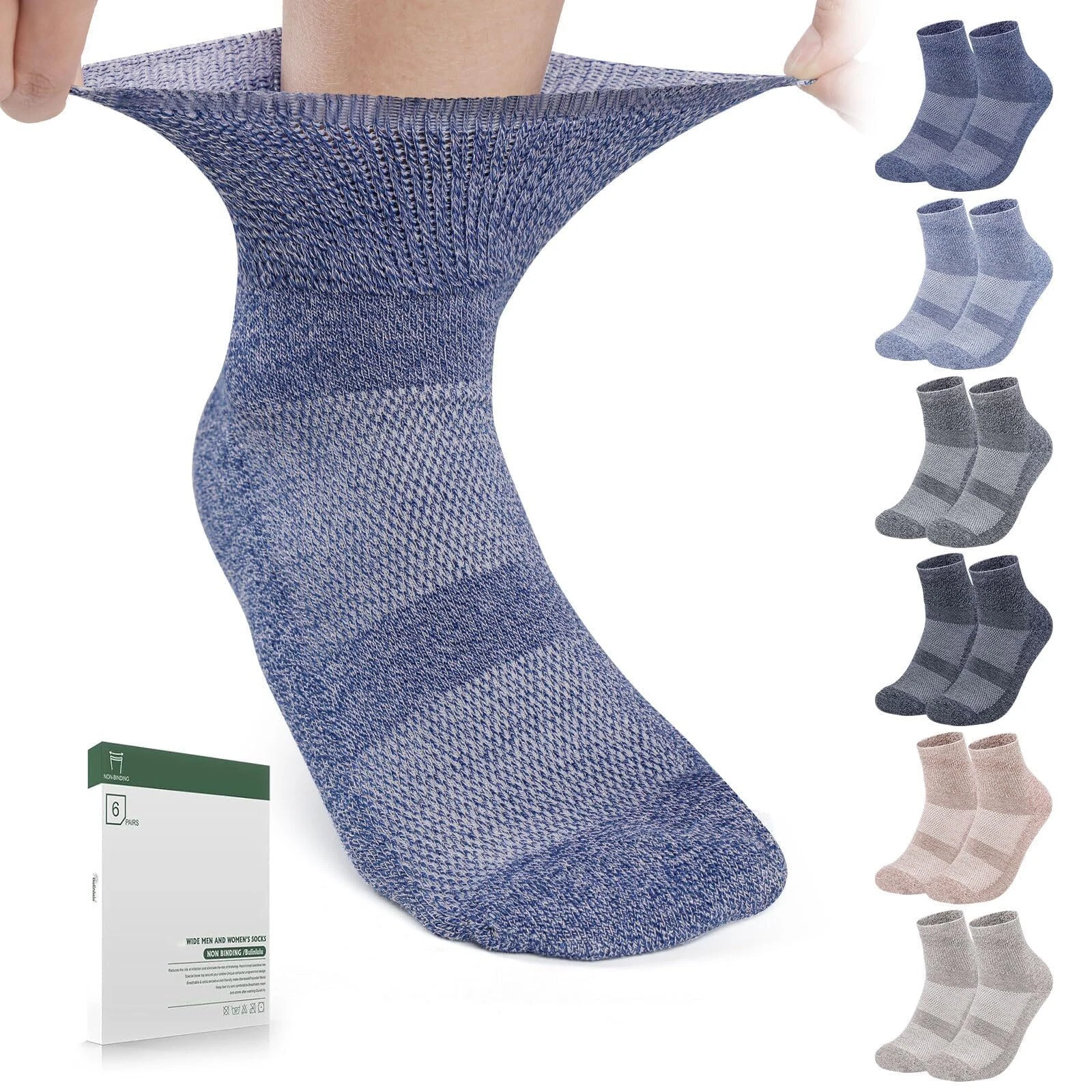Bulinlulu Diabetic Socks for Women&Men6 Pairs Non Binding Diabetic Ankle Sock...