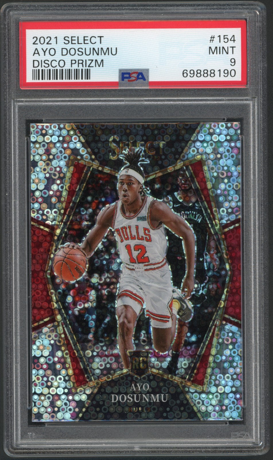 2021 Panini Select Ayo Dosunmu Bulls #154 PSA 9 MINT Disco Prizm Rookie Card