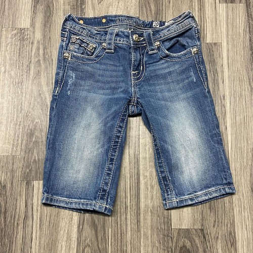 MISS ME Low Rise Stretch Med Wash Blue Denim Bermuda Jean Shorts Girl's Size 10 - Picture 3 of 11