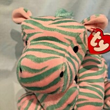 Zulu Zebra Ty Pillow Pal #3014 1996 Retired 14" Teal and Pink striped $22.99