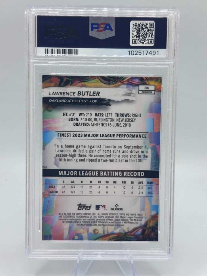 2024 Topps Finest - Green Refractor  Lawrence Butler #86 (RC) /75 PSA 9 - Image 2 of 2