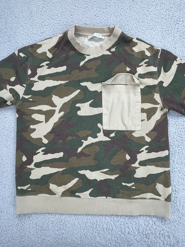 Zara Kids Shirt Top Youth Girls Size 10 Green Camo Camouflage Long Sleeve Pocket - Picture 2 of 12