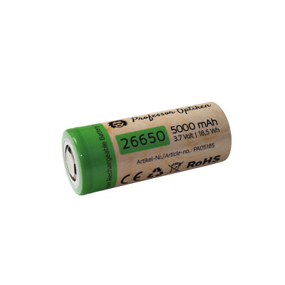 Professor Optiken Lithium-Ionen-Akku - Typ: 26650, 3,7 V 5000 mAh, Taschenlampen
