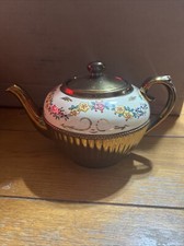 Vtg Gibsons England Floral Band Copper Luster Tea Pot Excellent Condition