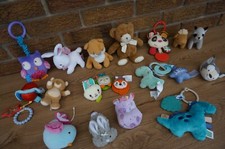 U Pick BABY Plush SMALL Stuffed ANIMAL Rattle Crinkle TOY Clip Hang Animal Doll