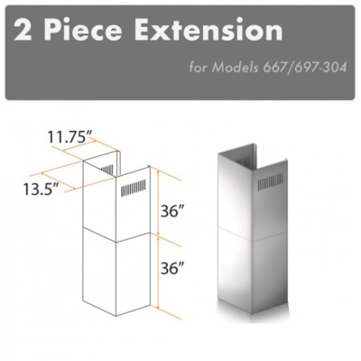 ZLINE WALL Chimney Extension up to 12 ft ceiling OUTDOOR model 697-304, 667-304