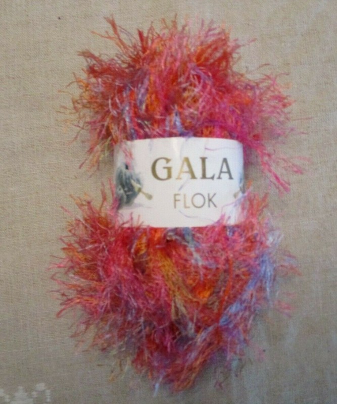 GALA Flok, Multicolor - pink / orange tones, 50 g, 77 yds, 100% Polyester 