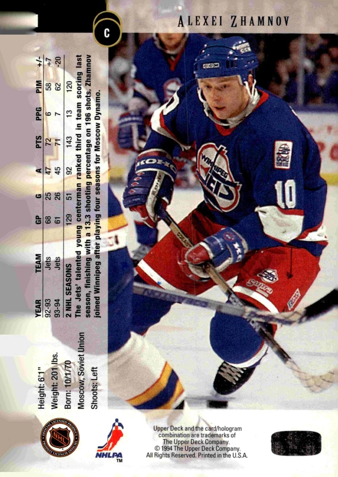 Alexei Zhamnov - Signed 1994-95 Upper Deck Card #7 - Image 2 of 2